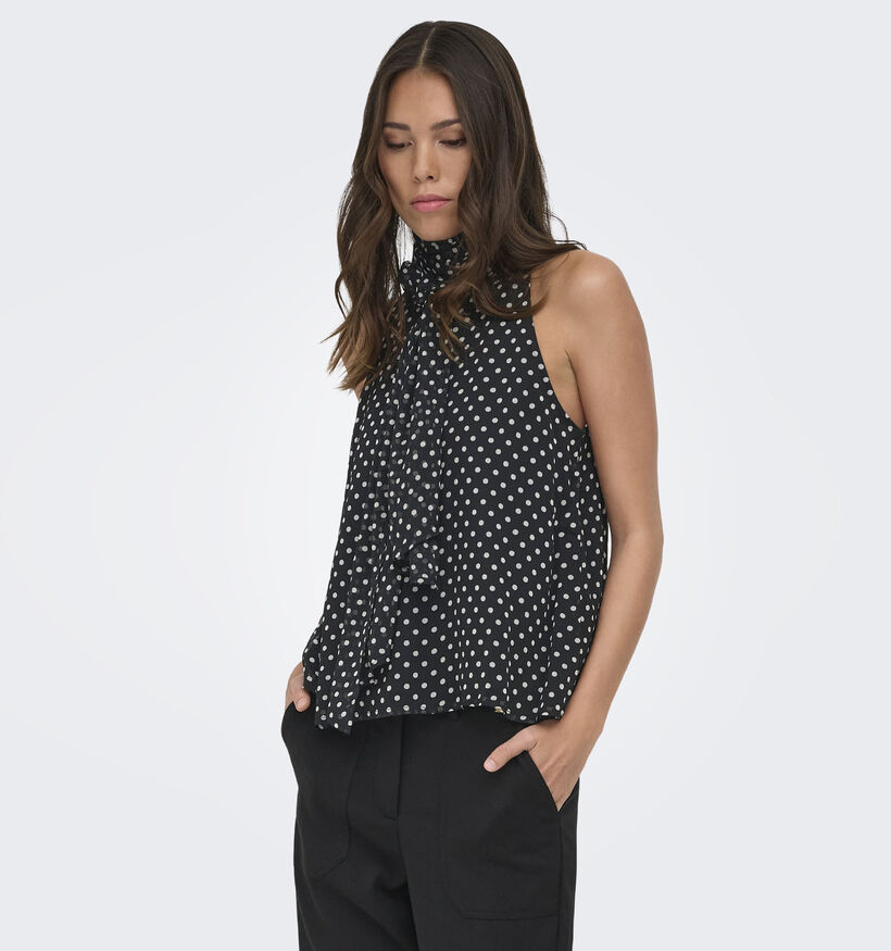 JDY Polka Halterneck Zwarte/Witte Top voor dames (378380)