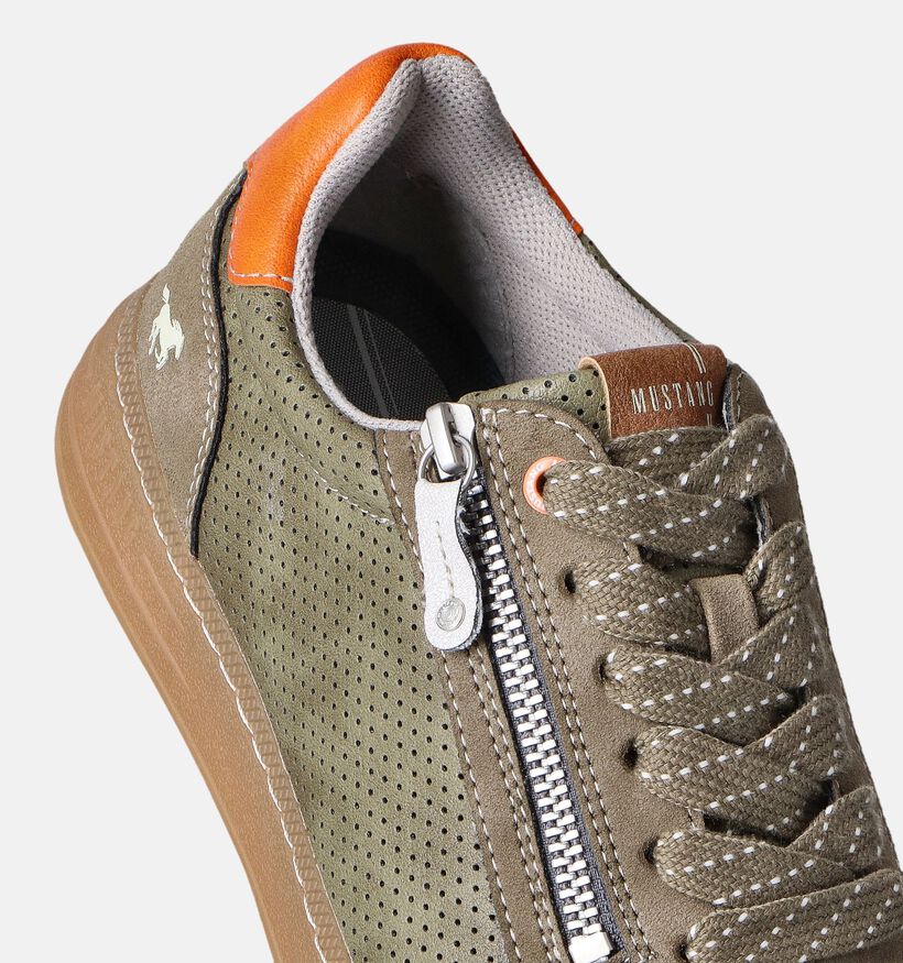 Mustang Kaki Veterschoenen voor heren (353627) - geschikt voor steunzolen
