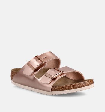 Birkenstock Arizona Nu-pieds Patent White/Electric Metallic Gold/Electric Metallic Copper Birko-Flor/Sparkling Light Silver