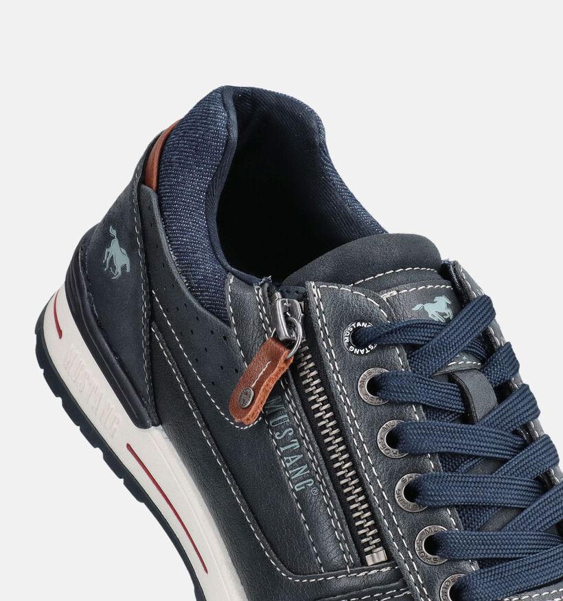 Mustang Donkerblauwe Rits-Veterschoenen voor heren (372958) - geschikt voor steunzolen
