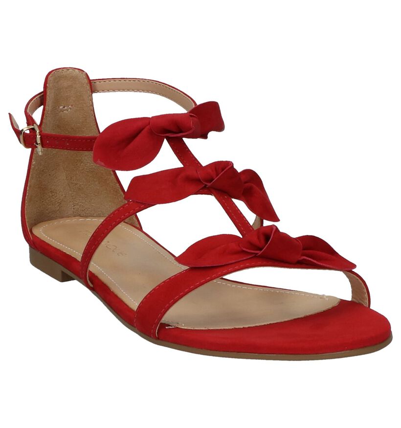 Miss Unique Sandales plates en Rouge en nubuck (221076)