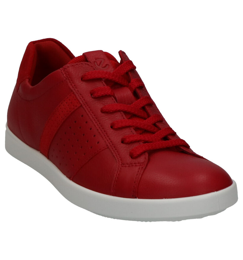 Ecco Leisure Rode Sneakers in leer (275317)