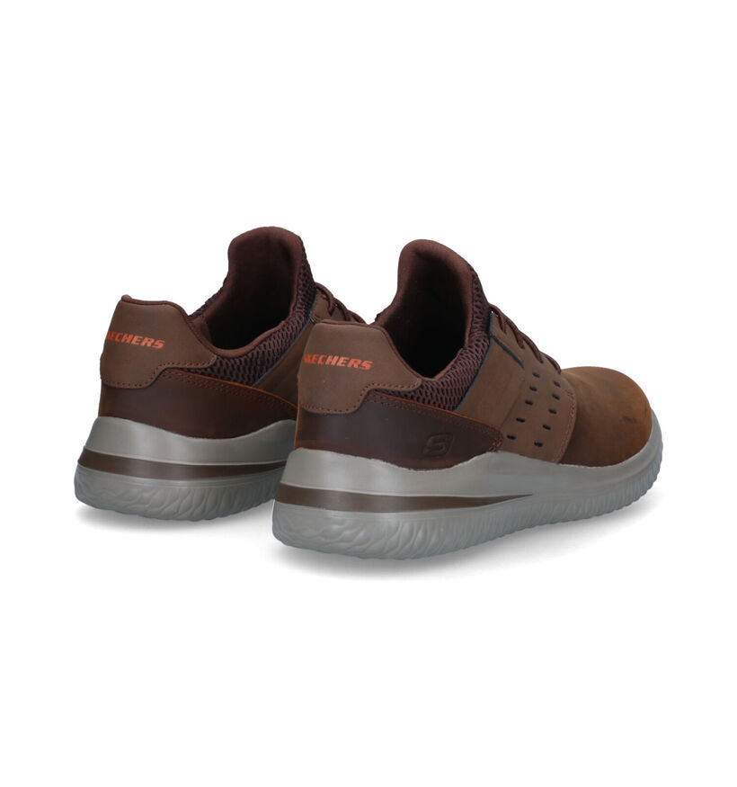 Skechers Delson 3.0 Ezra Cognac Slip-on Sneakers in leer (327846)