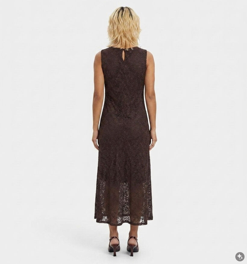 Vila Robe mi-longue en Brun fonc&eacute; pour femmes (383847)