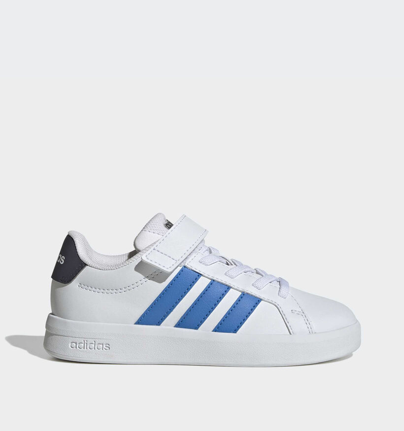 adidas Grand Court 3.0 Baskets en Blanc/Bleu pour gar&ccedil;ons (372774) - pour semelles orthop&eacute;diques