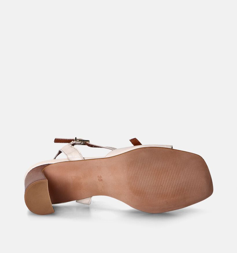 Laurent David Ecru Sandalen met blokhak voor dames (357837)