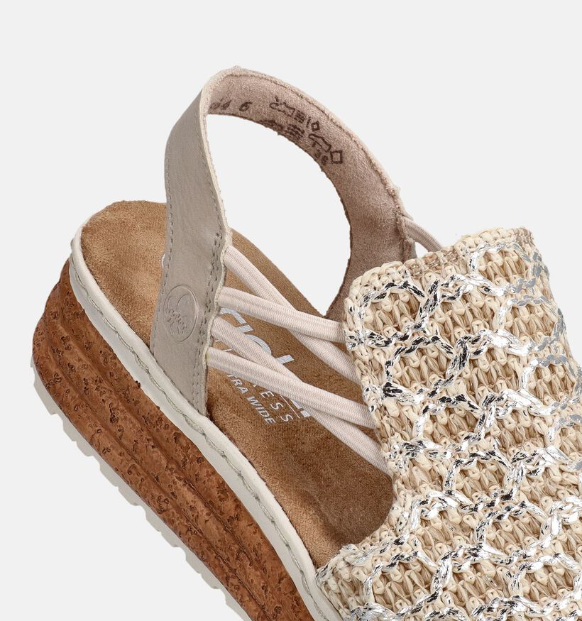 Rieker Sandales compens&eacute;es en Or pour femmes (370449)