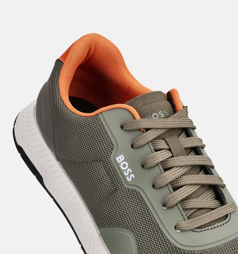 BOSS Chaussures &agrave; lacets en Vert kaki pour hommes (369011) - pour semelles orthop&eacute;diques