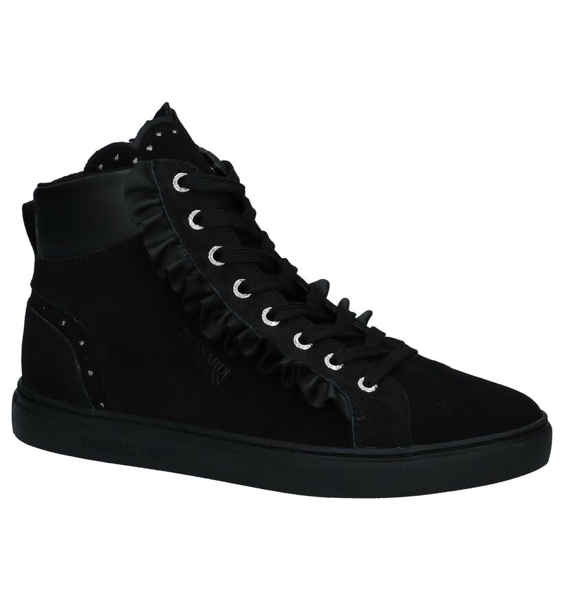 Zwarte Hoge Sneakers Trussardi Jeans in daim (222383)