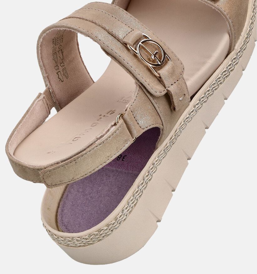 Pure Relax Sandales compens&eacute;es en Or pour femmes (371695) - pour semelles orthop&eacute;diques