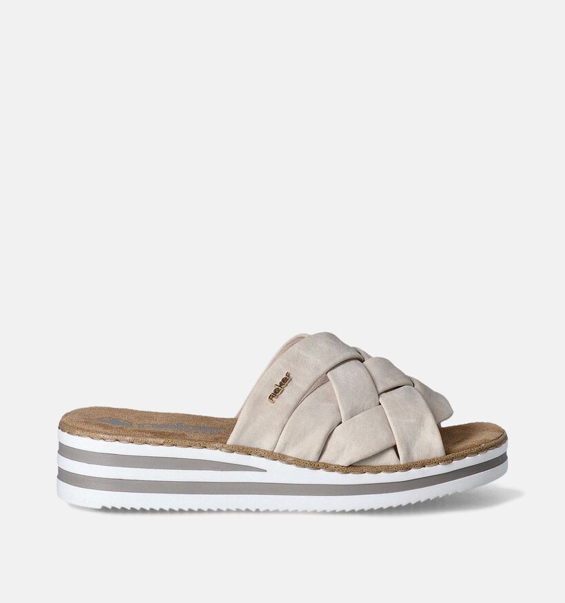 Rieker Nu-pieds talon compensé en Écru pour femmes (354922)