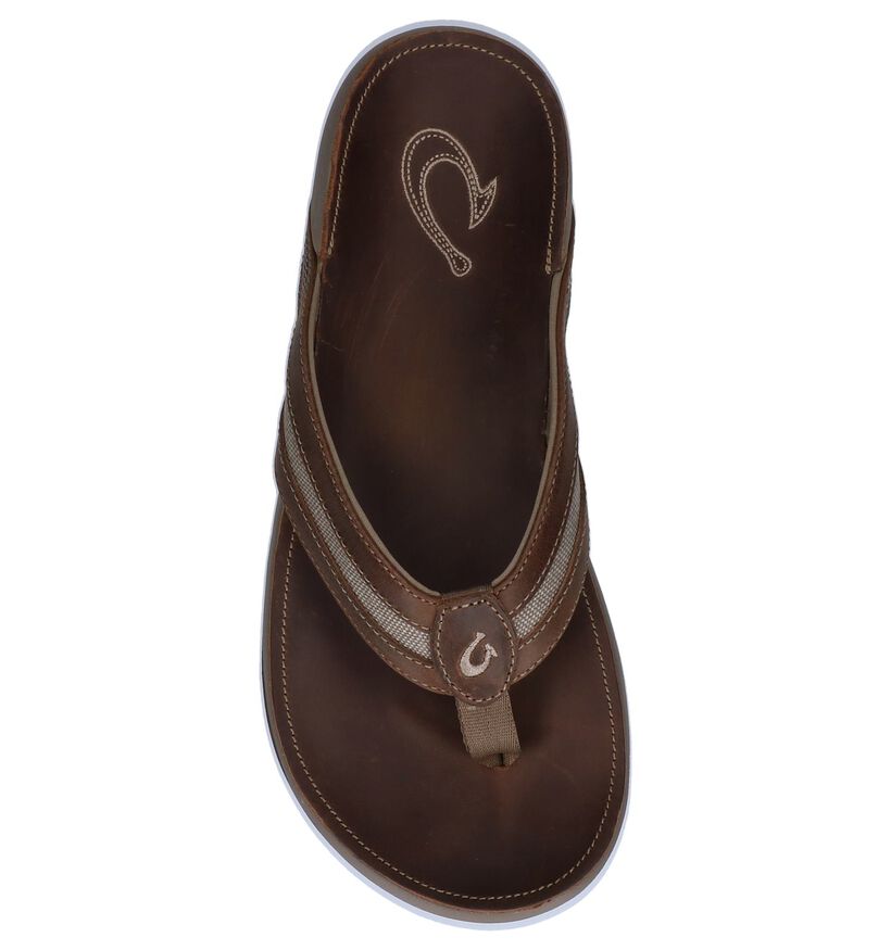 OluKai Tongs en Brun foncé en cuir (242545)