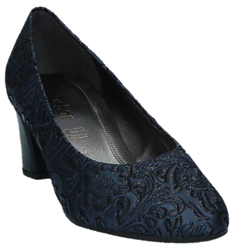 Gabor Best Fitting Pumps Blauw met Bloemenprint in nubuck (231106)