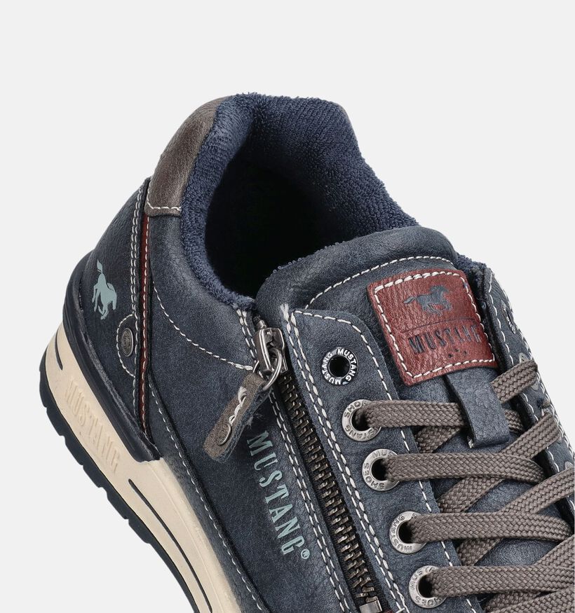 Mustang Donkerblauwe Schoenen met Veter en Rits voor heren (377346) - geschikt voor steunzolen