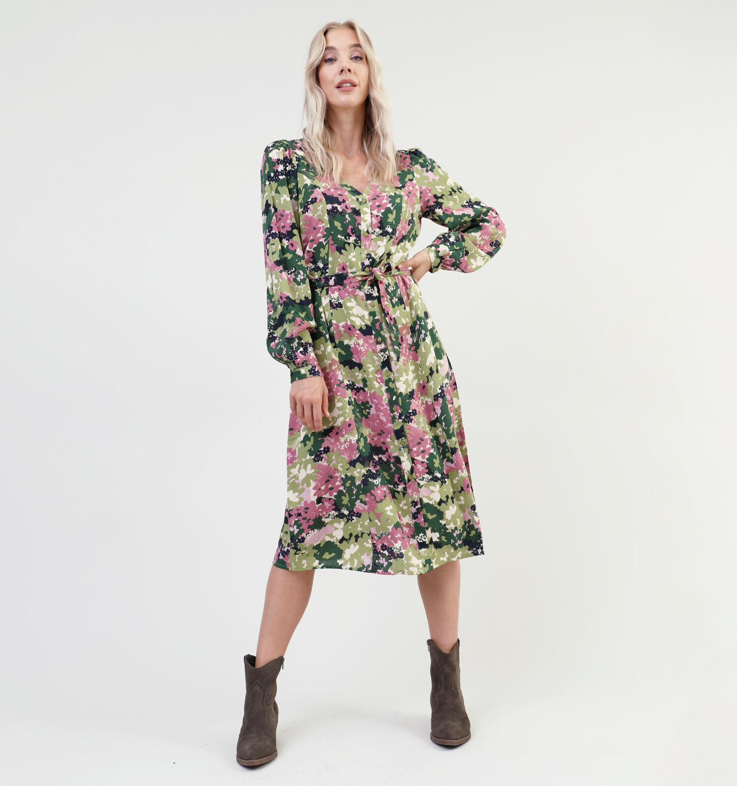 Pieces Jasmin Groene Midi jurk Dames Kleedjes Online op TORFS.BE