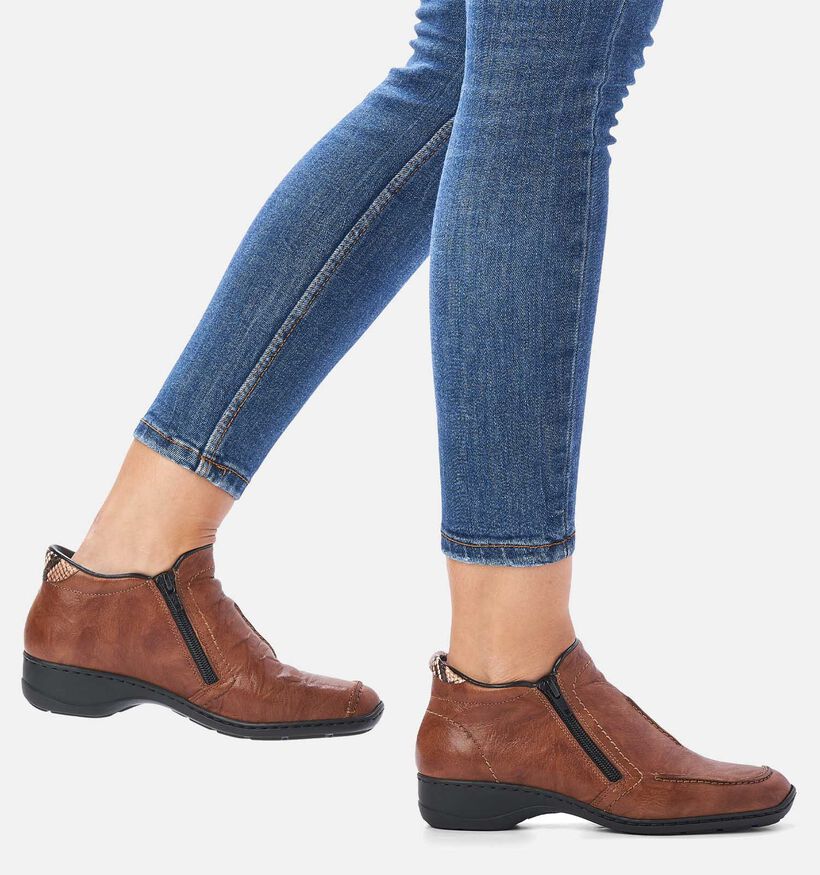 Rieker Bottines plates en Cognac pour femmes (347435)
