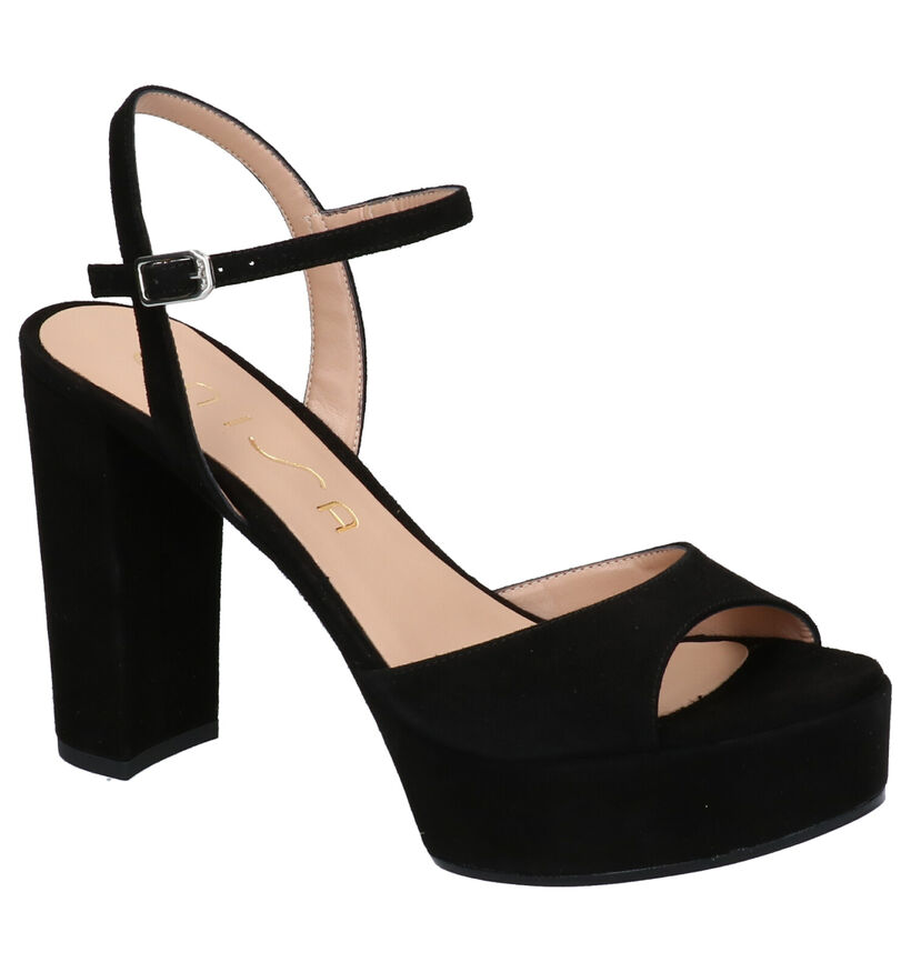 Unisa Vegara Sandales en Noir en nubuck (275015)