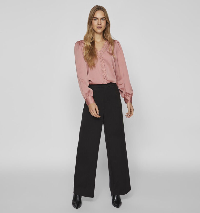 Vila Moni Zwarte Satijnen Blouse voor dames (338513)
