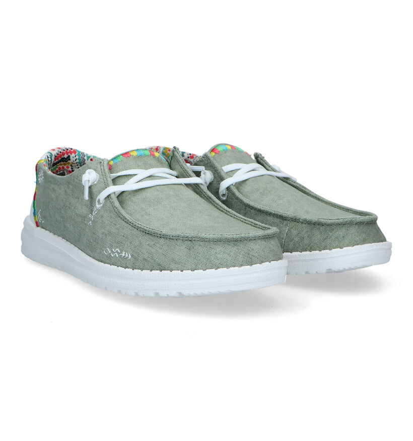 HEYDUDE Wendy Boho Mocassins en Vert Kaki pour femmes (324433) - pour semelles orthopédiques