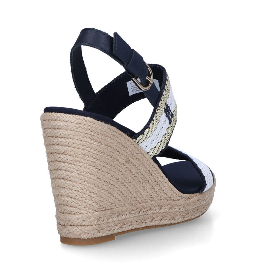 Tommy Hilfiger Golden Webbing Wedge Sandales en Bleu pour femmes (321016)