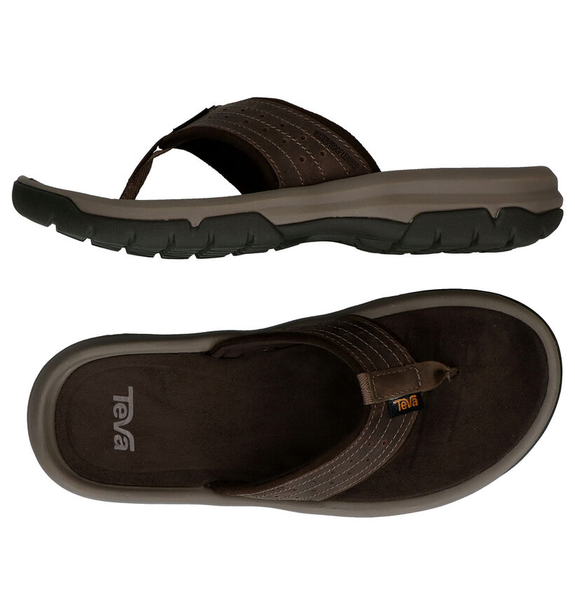 Teva Langdon Flip Bruine Teenslippers in leer (289135)