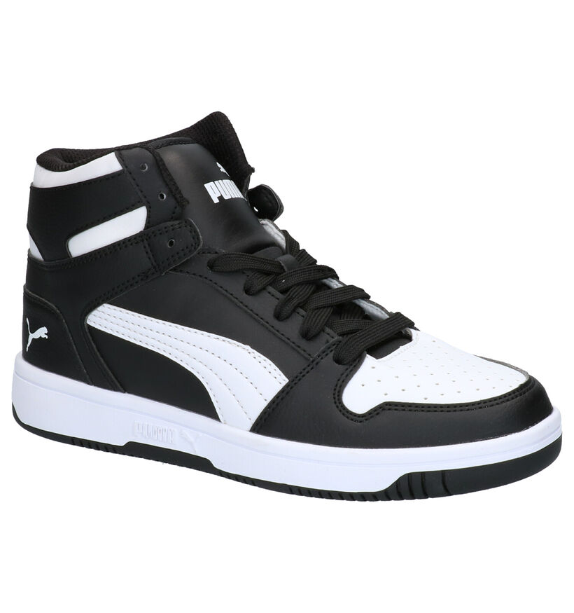 Puma Rebound Layup Zwarte Hoge Sneakers in kunstleer (301345)