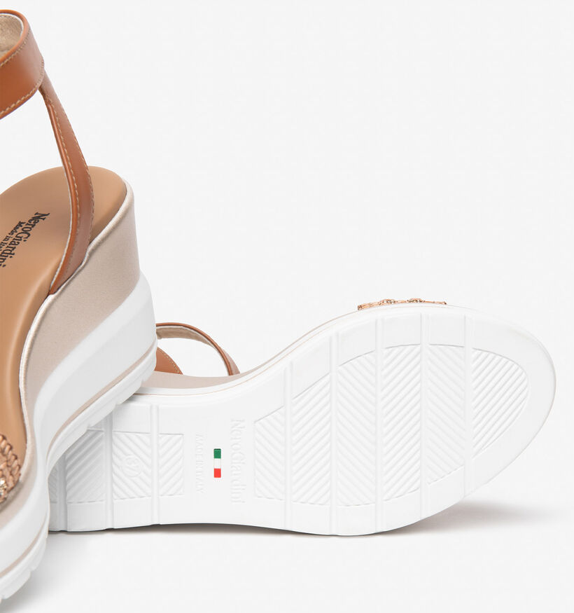 NeroGiardini Cognac Sandalen met Sleehak voor dames (370715)