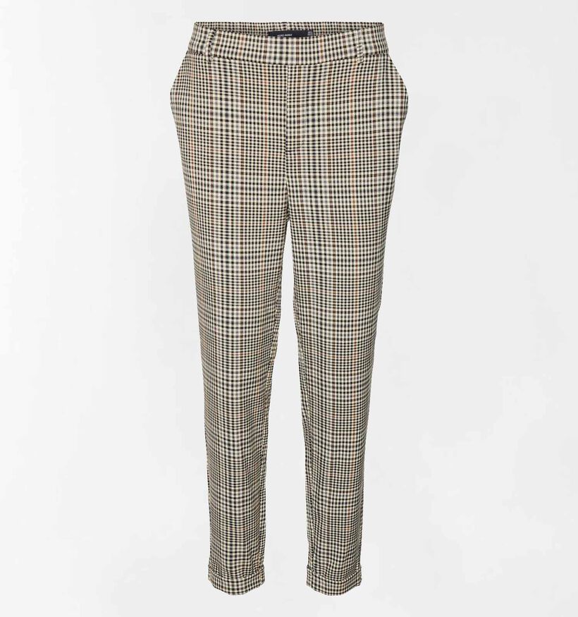 Vero Moda Maya Mr Loose Lin Pantalon à carreaux en Brun L30 pour femmes (330846)