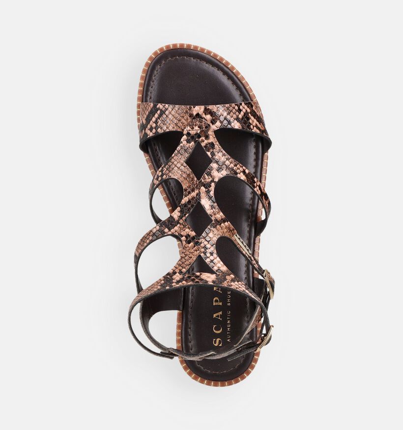 Scapa Moka Sandales plates en Marron pour femmes (373297)