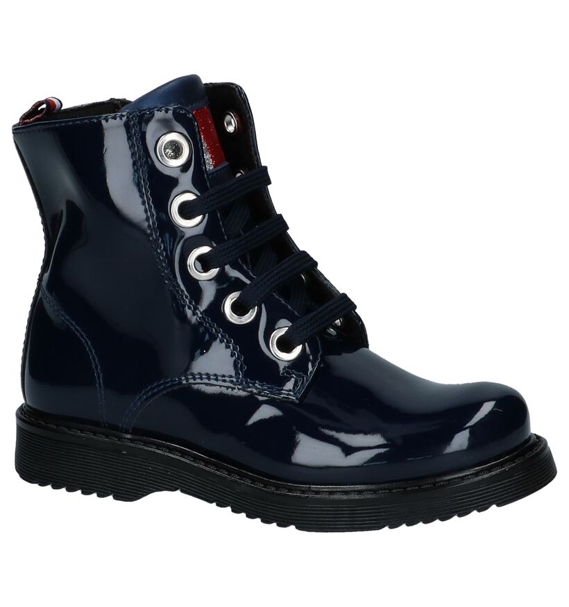 Donkerblauwe Laké Boots met Rits en Veter Tommy Hilfiger in kunstleer (225258)