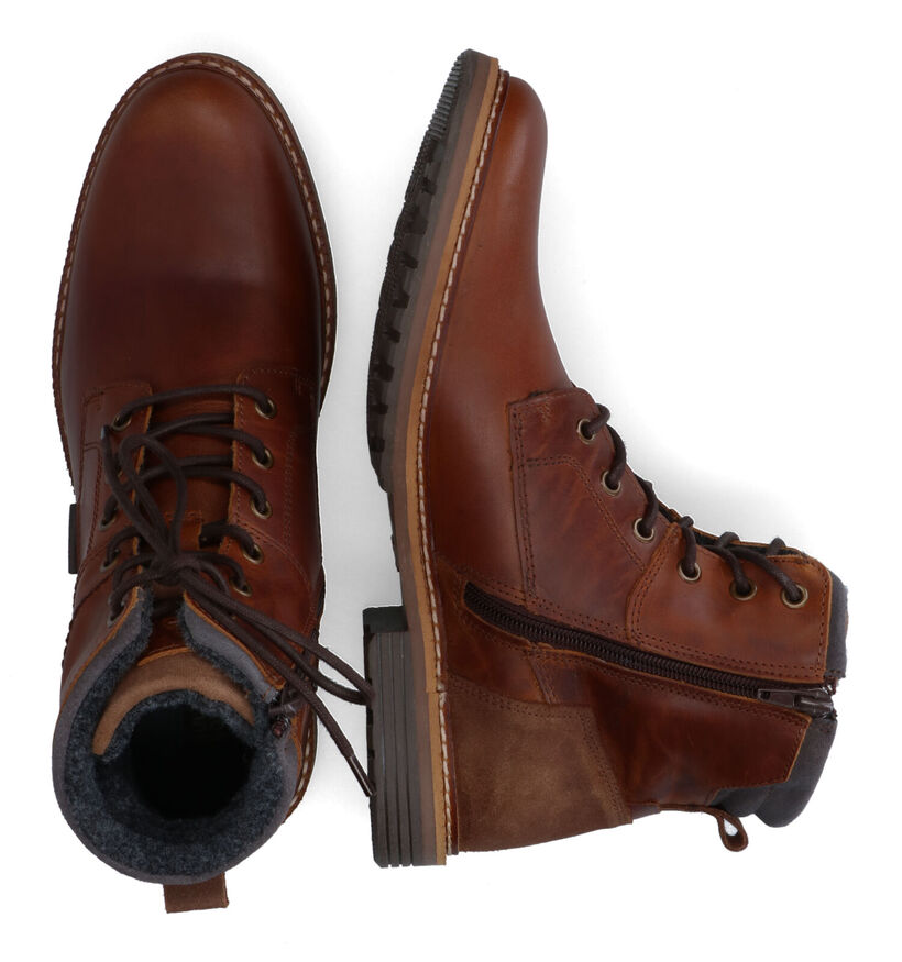 Bullboxer Boots à lacets en Cognac pour hommes (327427) - pour semelles orthopédiques