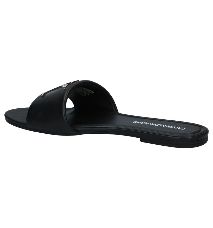 Calvin Klein Nu-pieds plates en Noir en cuir (285302)
