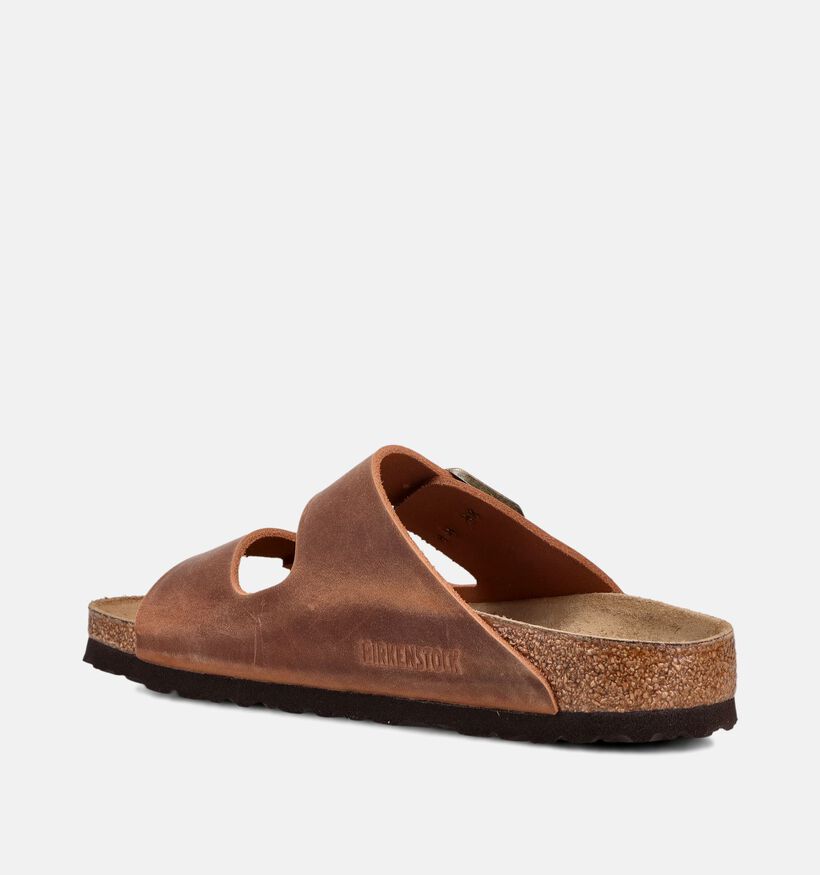 Birkenstock Arizona Natural Leather Cognac Slippers voor dames (369565)