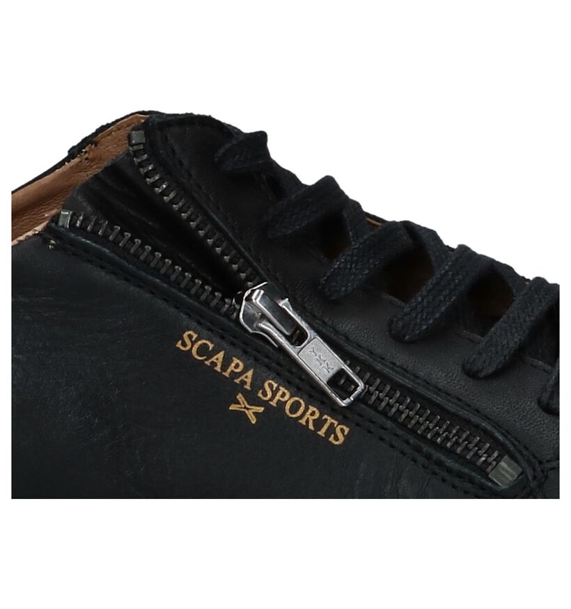 Zwarte Scapa Sneakers met Rits en Veter in leer (232539)