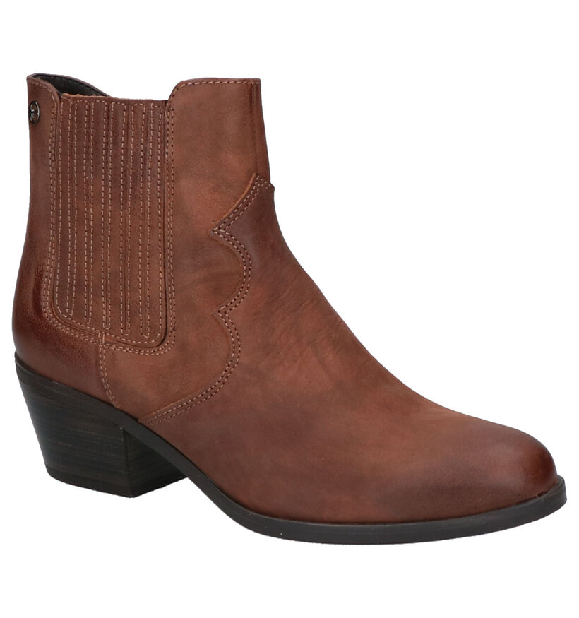 Tamaris Cognac Western Boots in nubuck (262736)