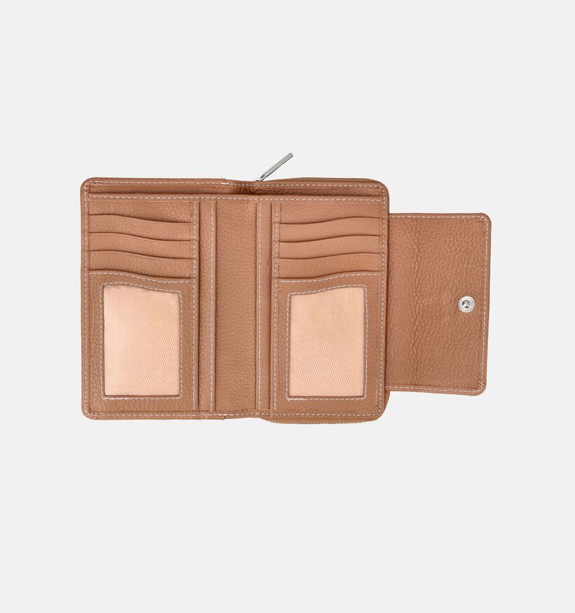 Crinkles Porte-monnaie zipp&eacute; en Beige pour femmes (373874)