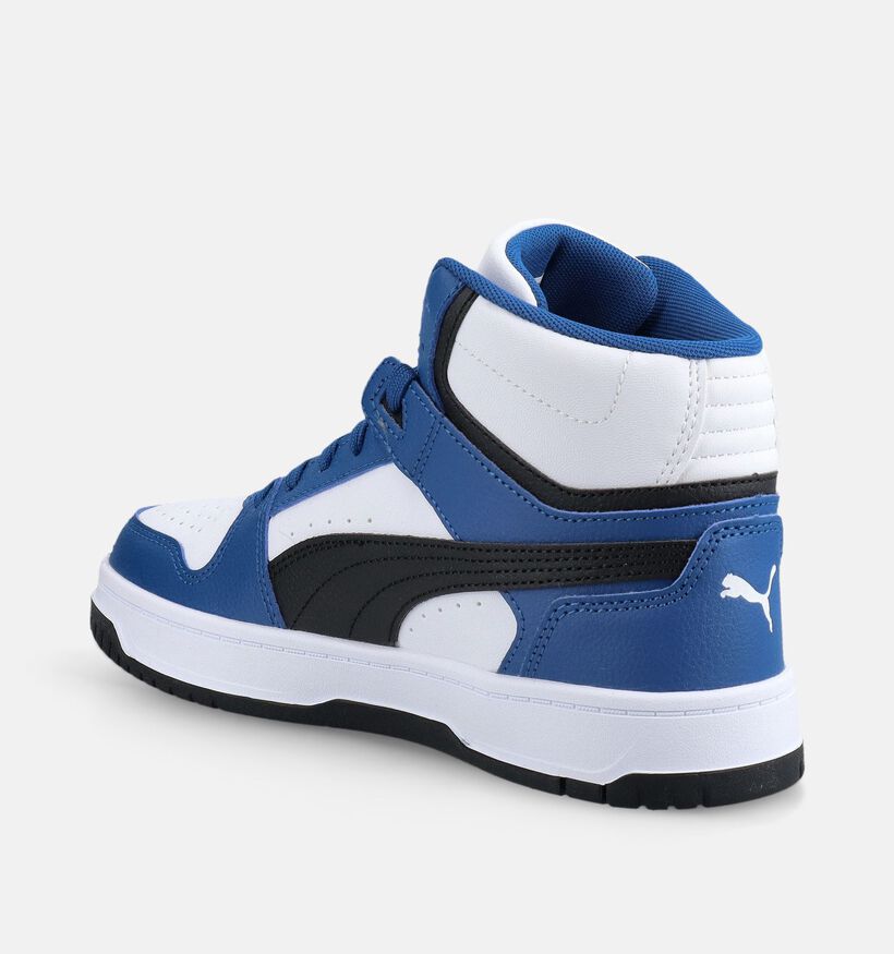 Puma Rebound Slam Mid Witte/Blauwe Hoge Sneakers voor jongens (375573) - geschikt voor steunzolen