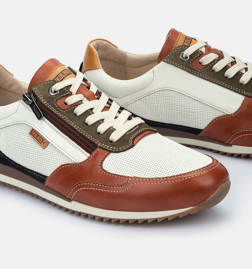 Pikolinos Liverpool Witte/Cognac Rits-Veterschoenen voor heren (370605) - geschikt voor steunzolen