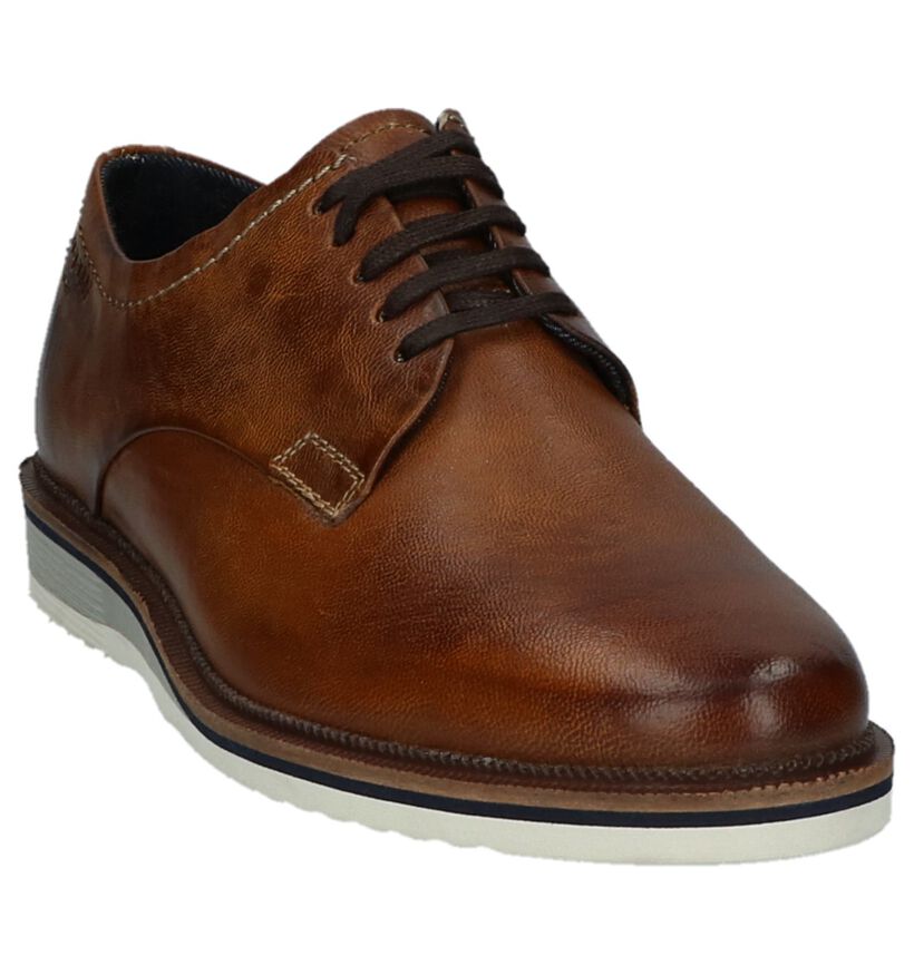 Veterschoenen Cognac Bugatti in leer (222546)