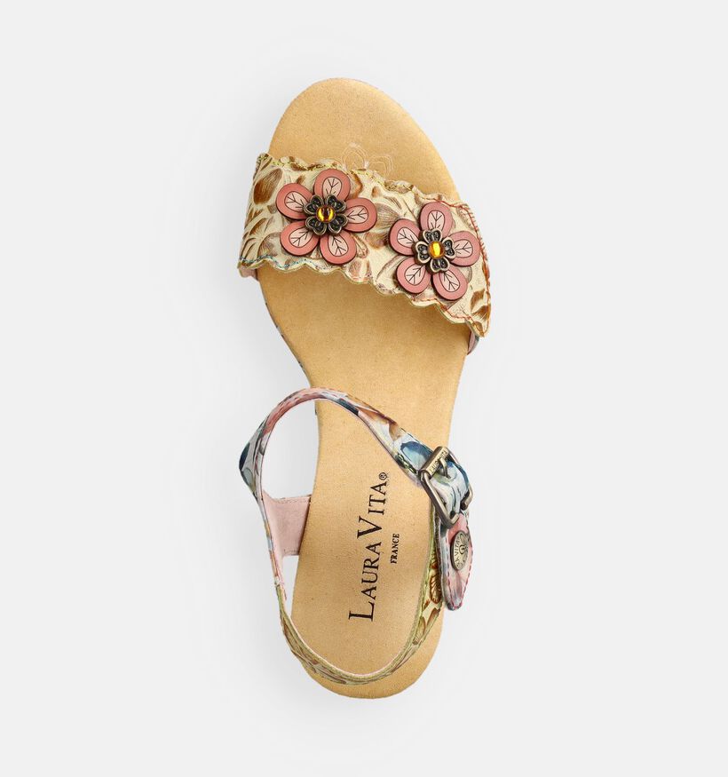 Laura Vita HECALO Sandales compens&eacute;es en Jaune pour femmes (373209)