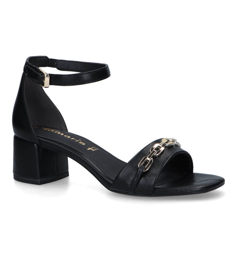 Tamaris Zwarte Sandalen met gesloten hiel in kunstleer (322332)
