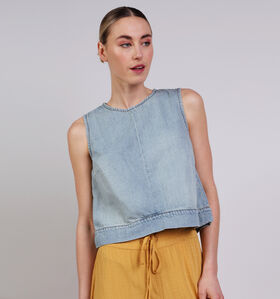 Vila O-Neck Denim D&eacute;bardeur en Bleu pour femmes (374276)