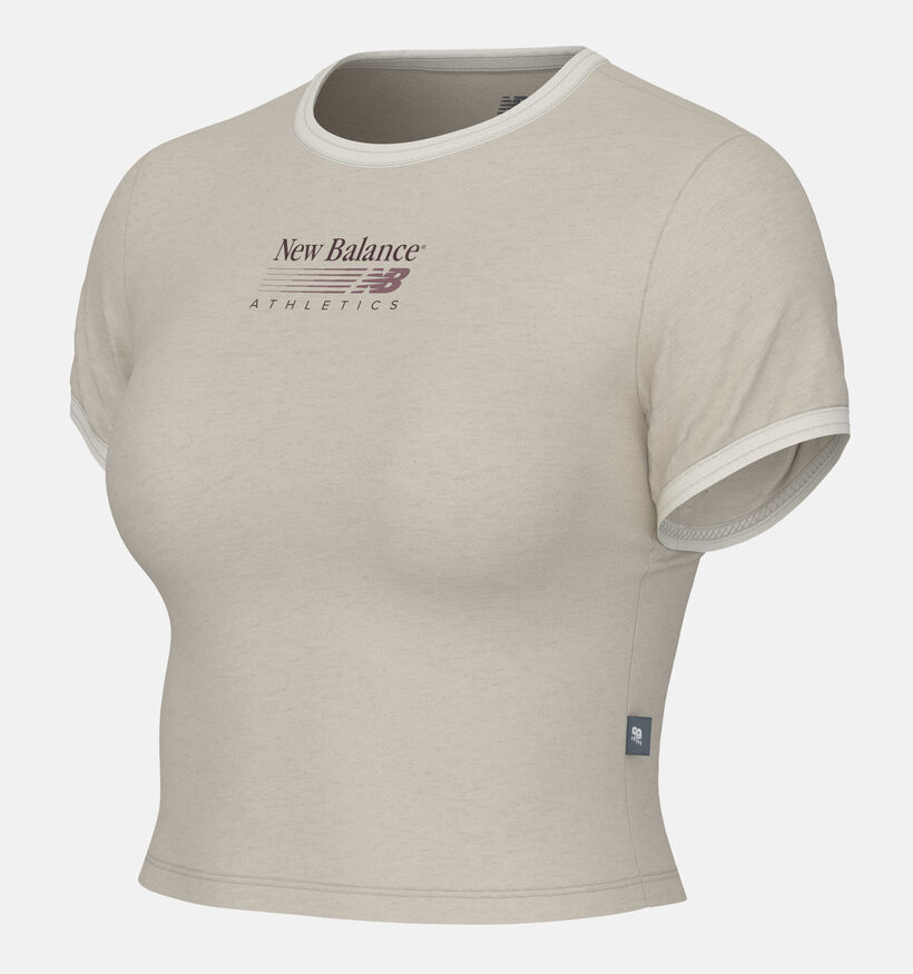 New Balance Trackside Ringer Beige T-shirt en Beige pour femmes (385902)
