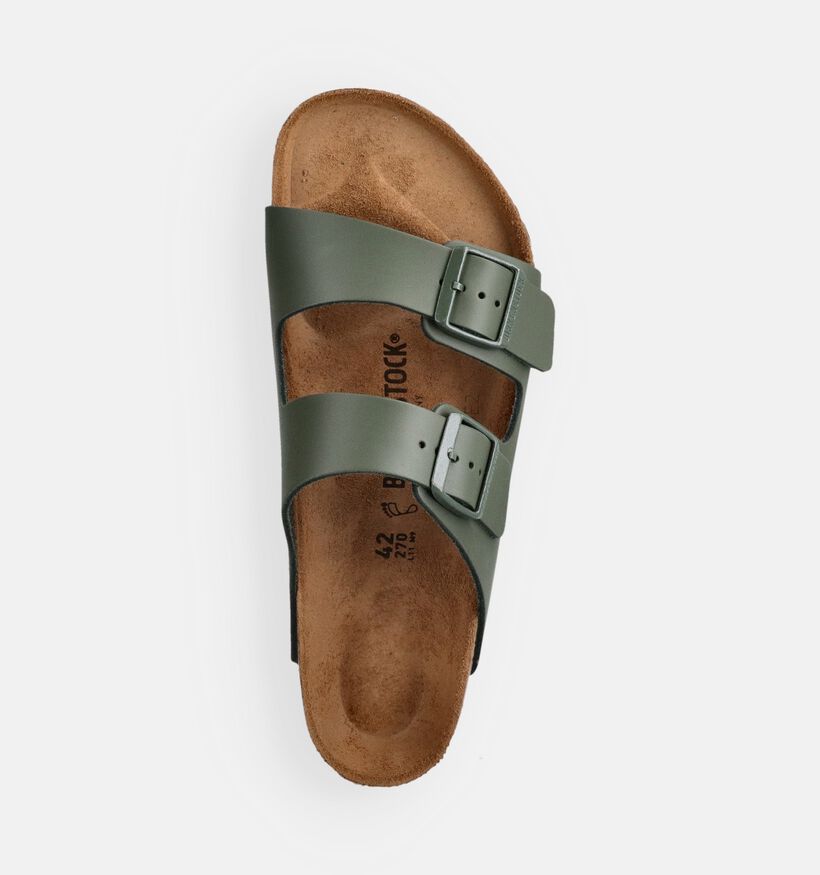 Birkenstock Arizona Leather Nu-pieds en Vert kaki pour hommes (368540)