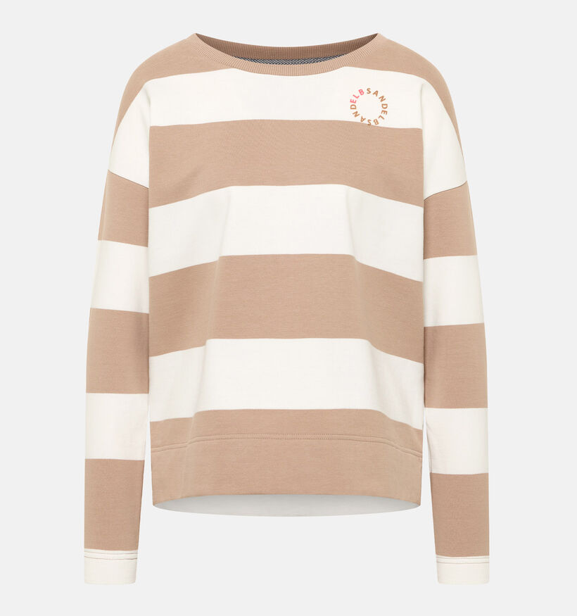 Elbsand Hilma Bruine/Witte Gestreepte Sweater voor dames (381290)