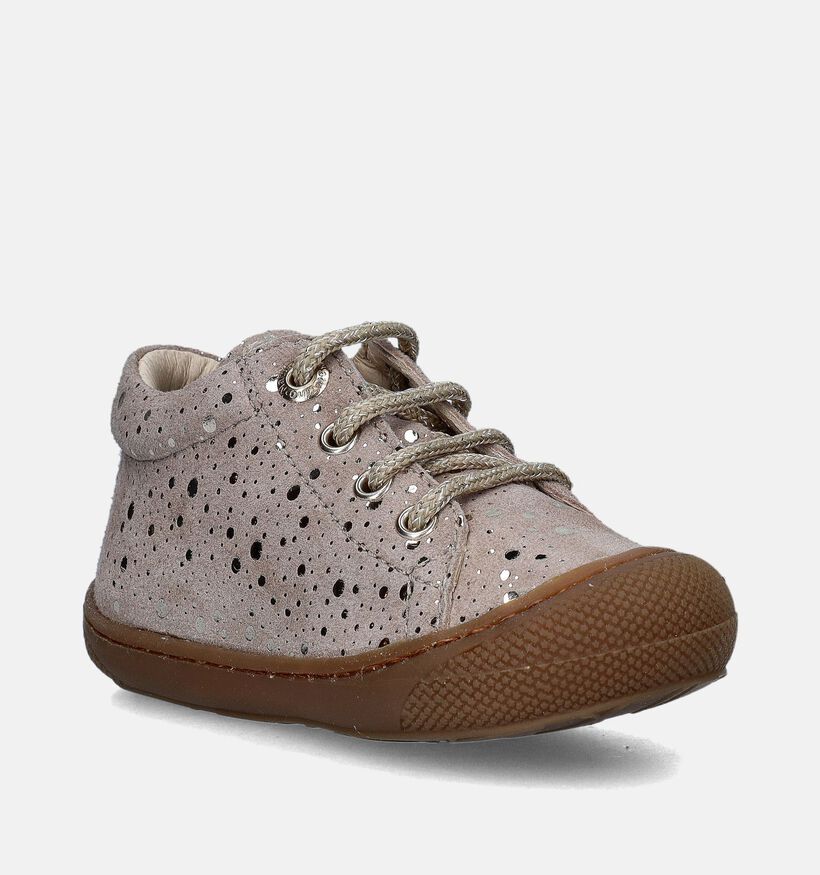 Naturino Cocoon Suede Dotted Beige Babyschoentjes voor meisjes (359359) - geschikt voor steunzolen