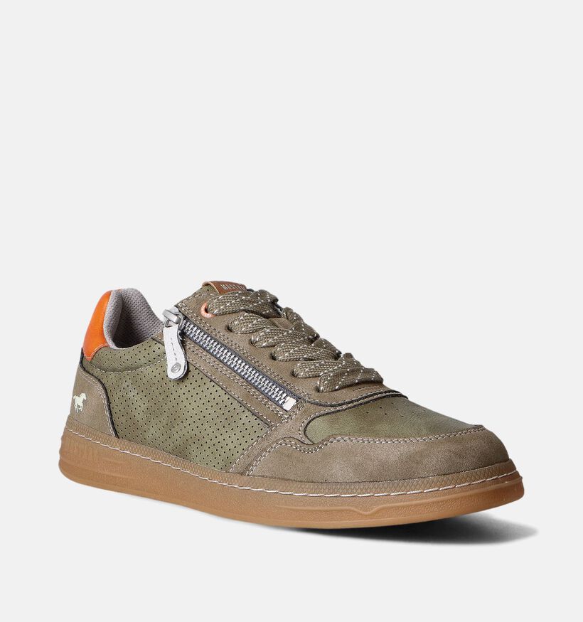 Mustang Kaki Veterschoenen voor heren (353627) - geschikt voor steunzolen