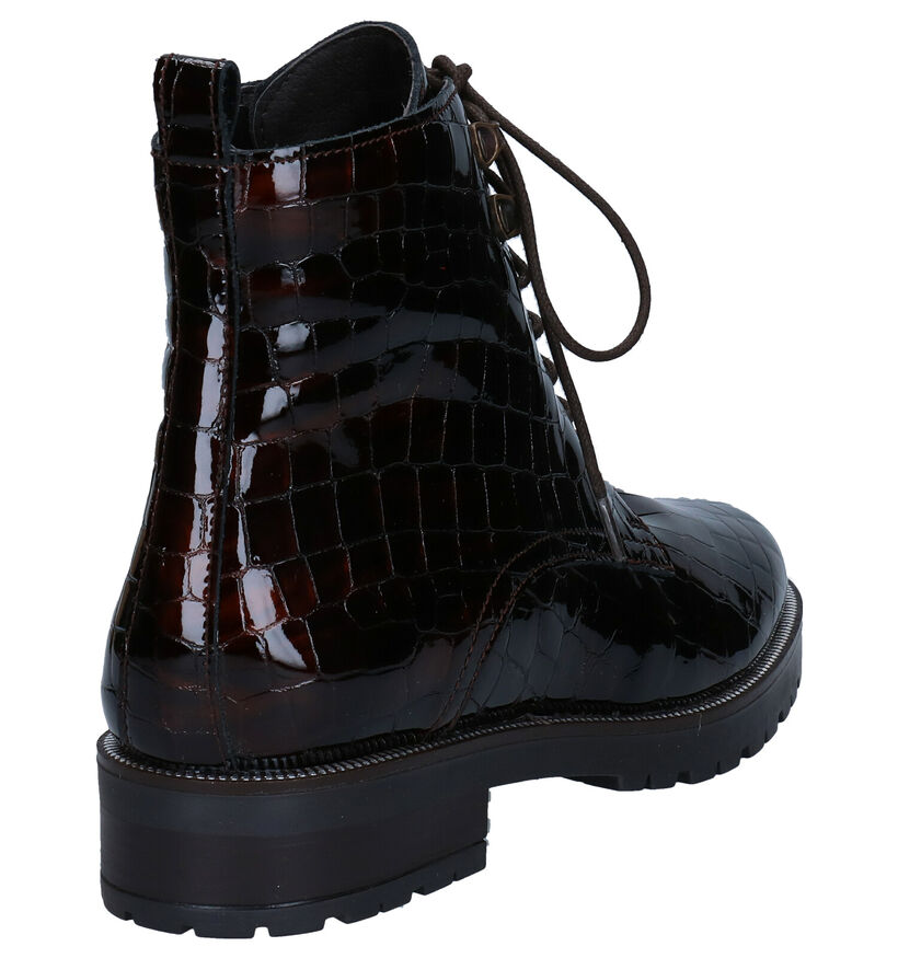Gosh Bottines à lacets en Brun foncé en verni (278723)