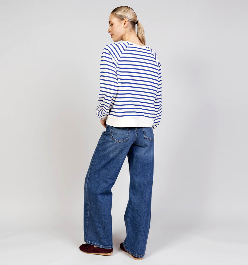 Pieces Greta Witte/Blauwe Gestreepte Sweater voor dames (367078)