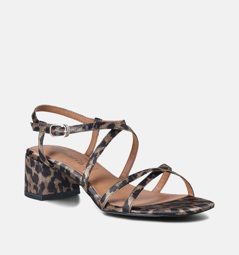 Tamaris Sandales avec talon carré en Brun pour femmes (354369)